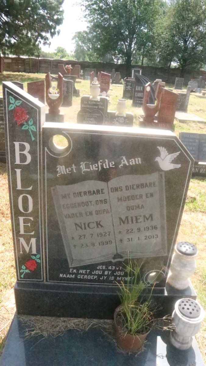 BLOEM Nick 1927-1999 &amp; Miem 1936-2013