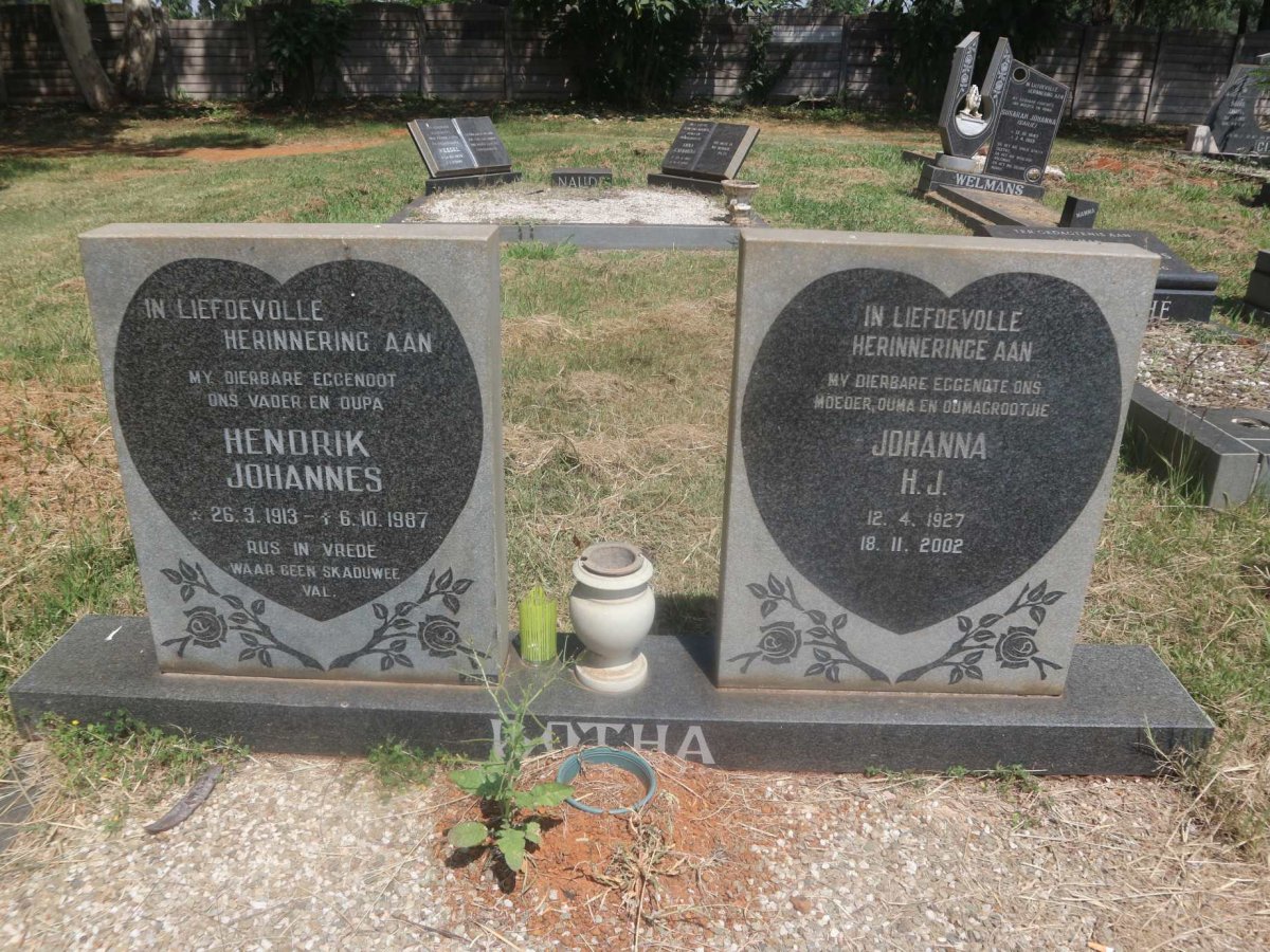 BOTHA Hendrik Johannes 1913-1987 &amp; Johanna H.J. 1927-2002