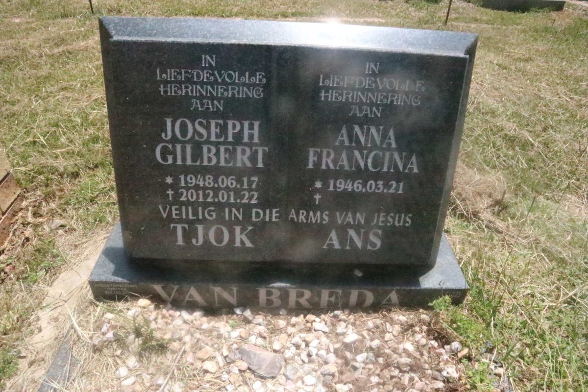 BREDA Joseph Gilbert, van 1948-2012 &amp; Anna Francina 1946-