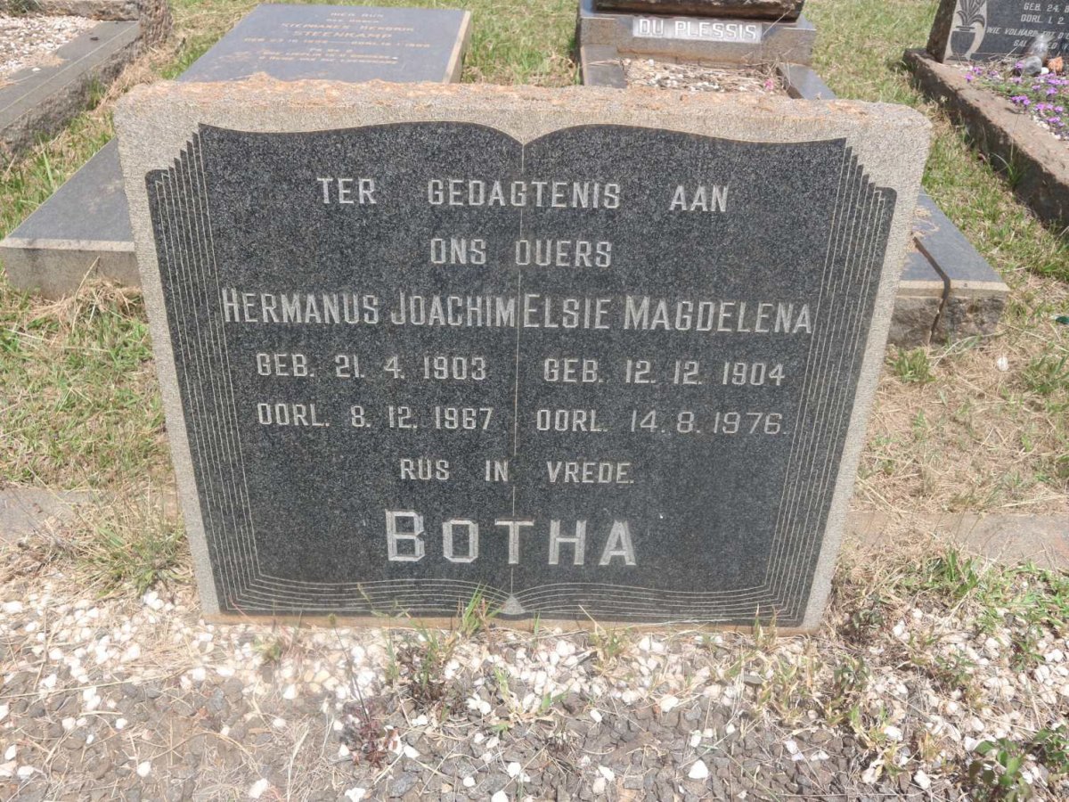 BOTHA Hermanus Joachim 1903-1967 &amp; Elsie Magdalena 1904-1976