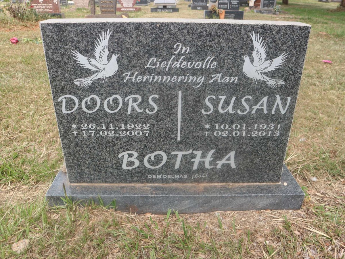 BOTHA Doors 1922-2007 &amp; Susan 1931-2013