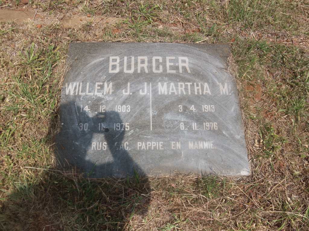 BURGER Willem J.J. 1903-1975 &amp; Martha M. 1913-1976