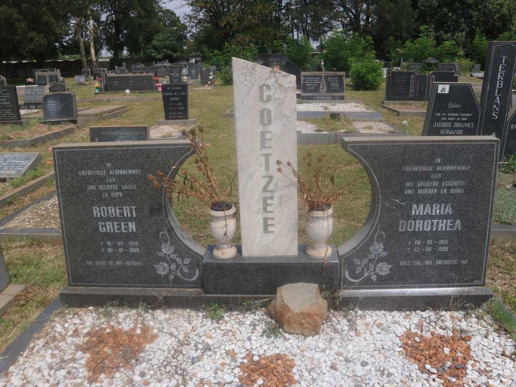 COETZEE Robert Green 1908-2005  &amp; Maria Dorothea 1913-1995