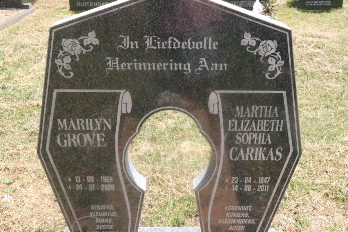 CARIKAS Martha Elizabeth Sophia 1947-2011 :: GROVE Marilyn 1968-2008