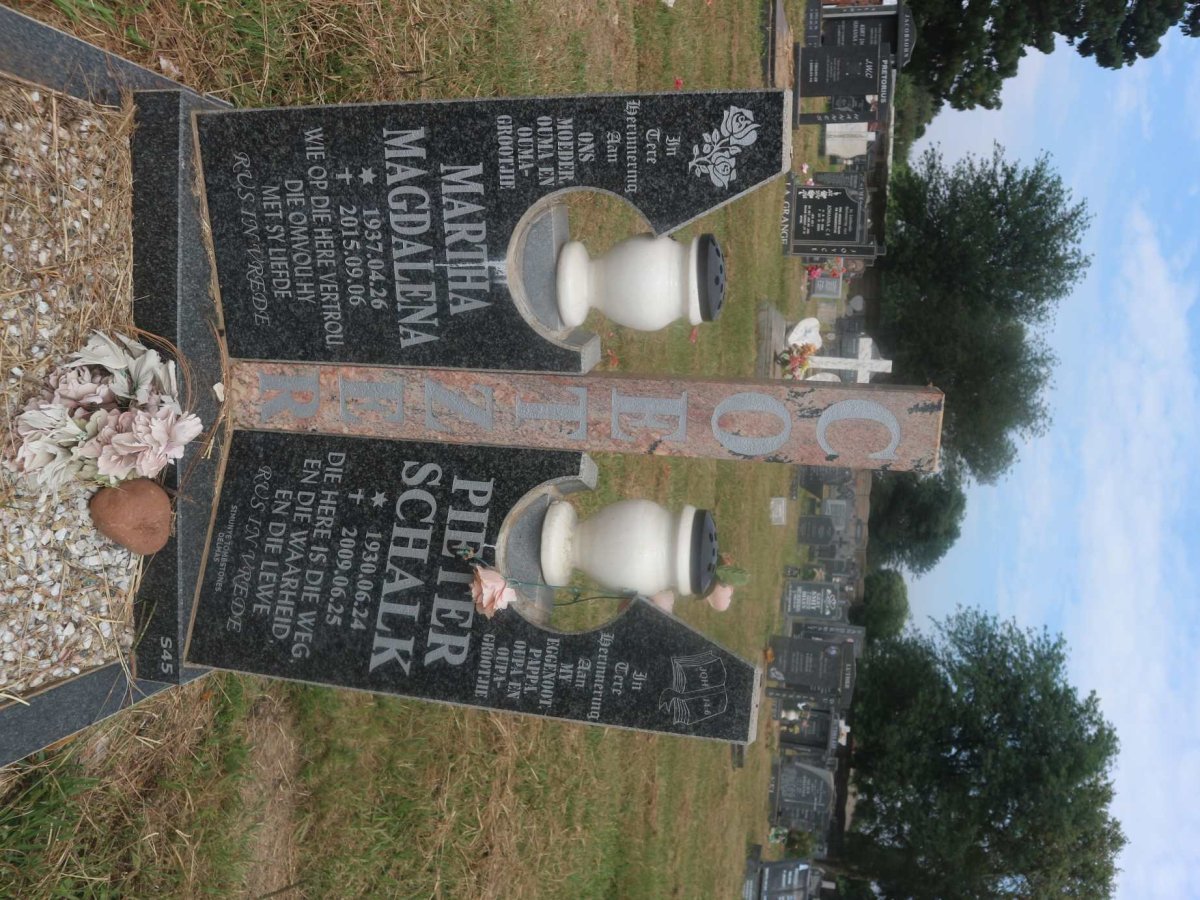COETZER Pieter Schalk 1930-2009 &amp; Maria Magdalena 1937-2015