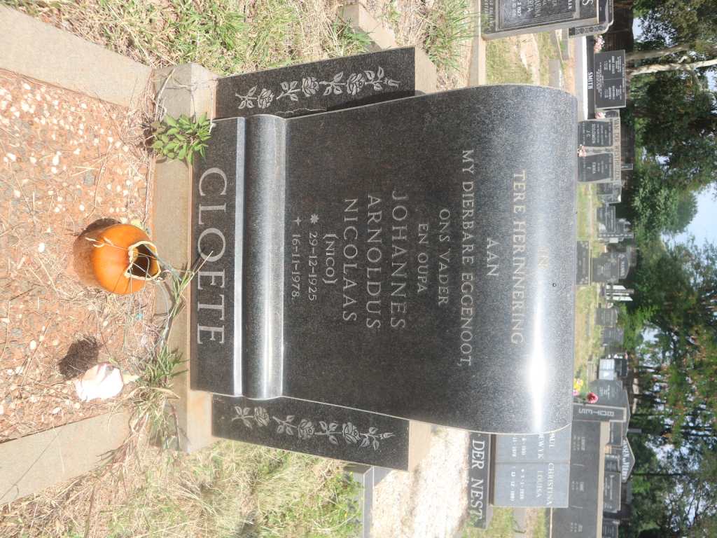 CLOETE Johannes Arnoldus Nicolaas 1925-1978
