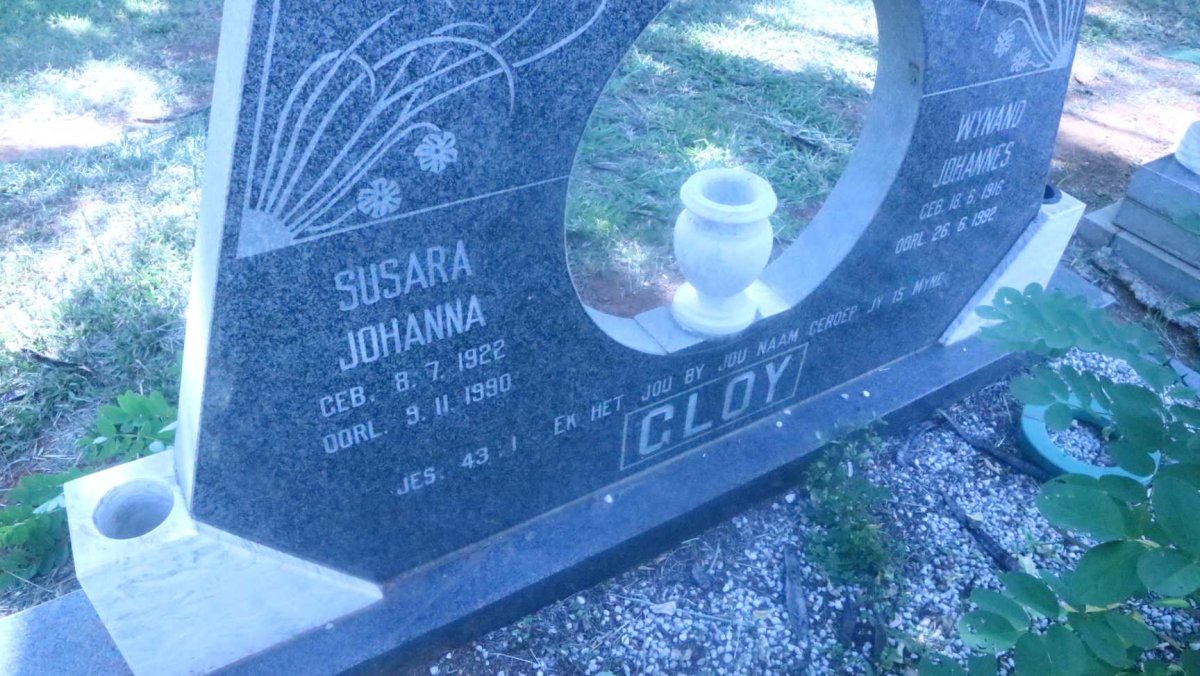 CLOY Wynand Johannes 1916-1992 &amp; Susara Johanna 1922-1990