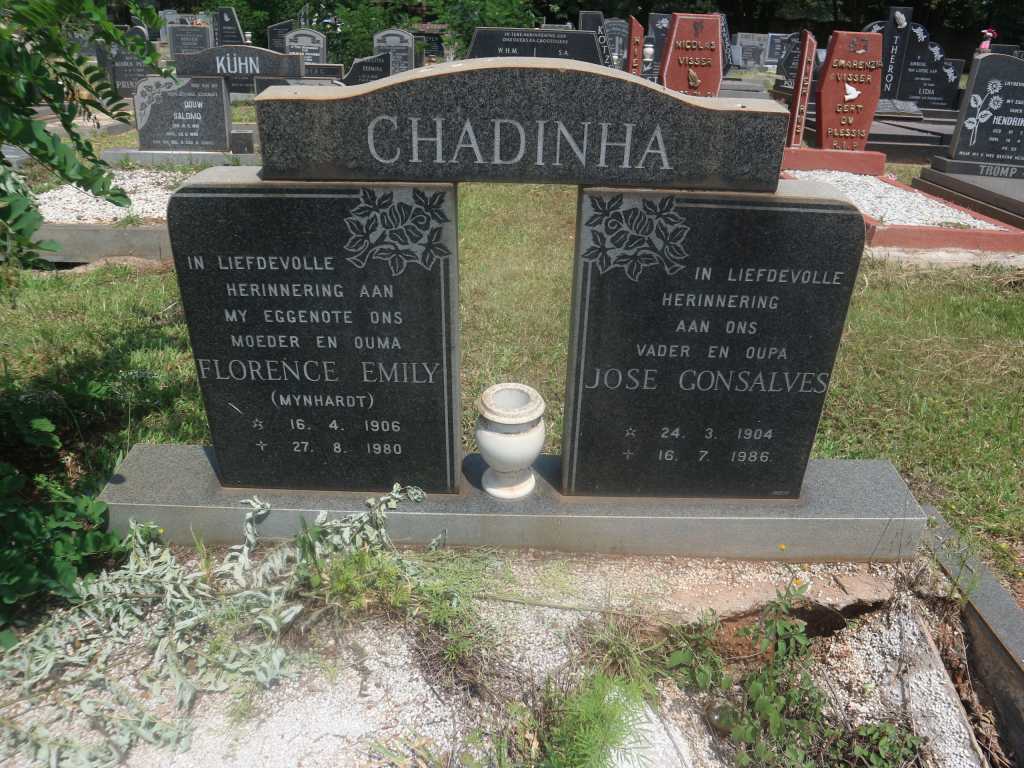 CHADINHA Jose Consalves 1904-1986 &amp; Florence Emily MYNHARDT 1906-1980