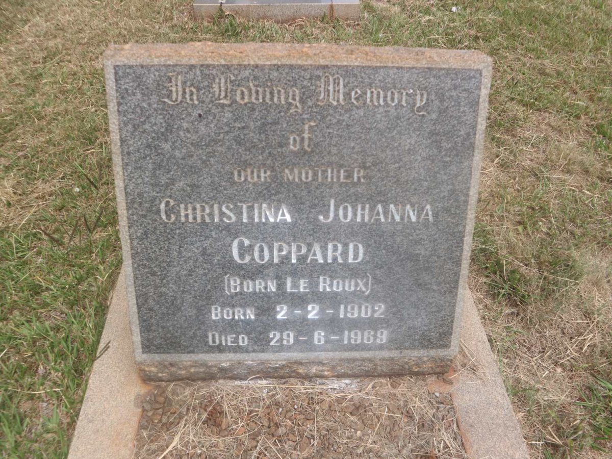 COPPARD Christina Johanna nee LE ROUX 1902-1969