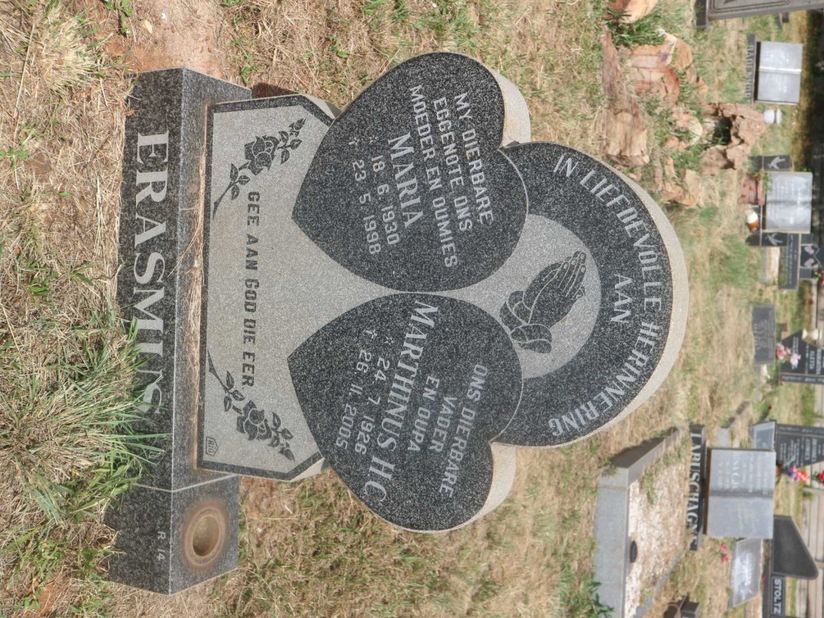 ERASMUS Marthinus H.C. 1926-2005 &amp; Maria 1930-1998