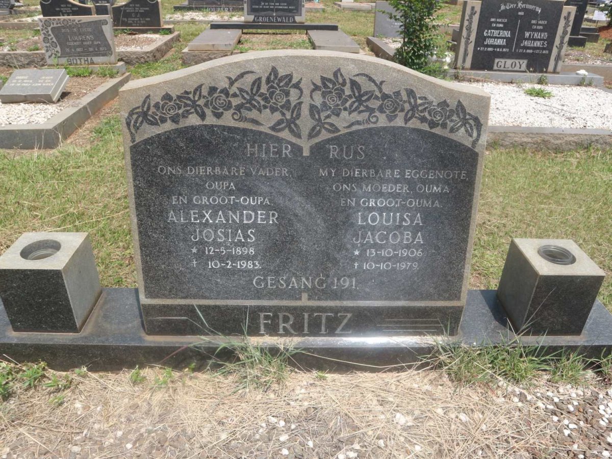 FRITZ Alexander Josias 1898-1983 &amp; Louisa Jacoba 1906-1979