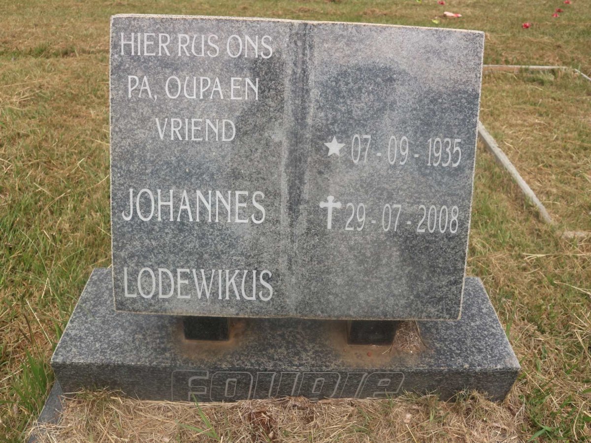 FOURIE Johannes Lodewikus 1935-2008