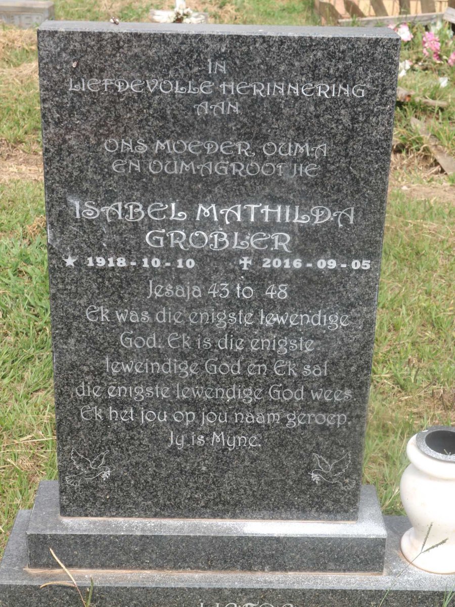 GROBLER Isabel Mathilda 1918-2016