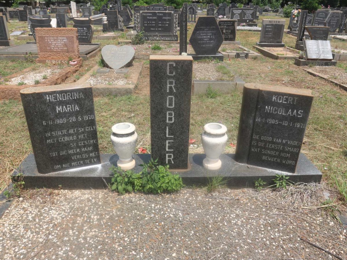 GROBLER Koert Nicolaas 1905-1971 &amp; Hendrina Maria 1909-1970