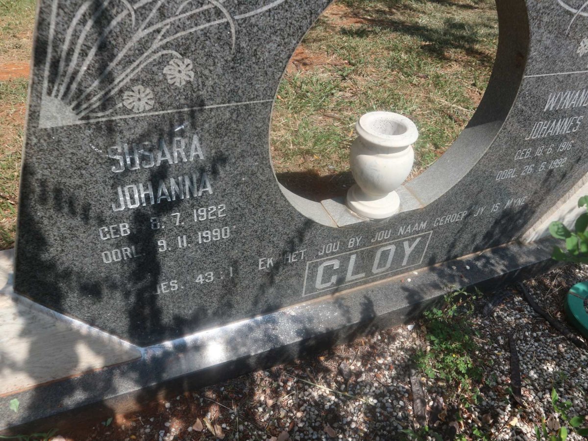GLOY Wynand Johannes 1916-1992 &amp; Susara Johanna 1922-1990