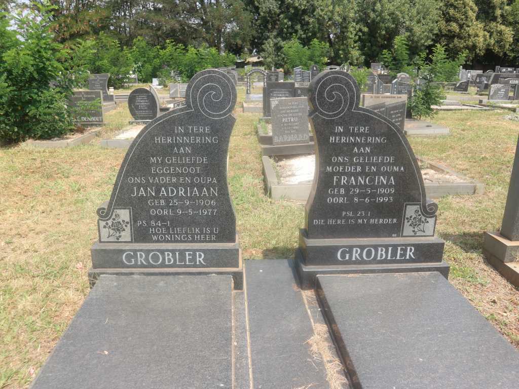 GROBLER Jan Adriaan 1906-1977 &amp; Francina 1909-1993