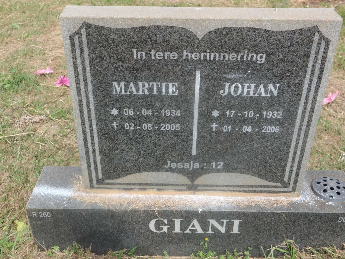 GIANI Johan 1932-2006 &amp; Martie 1934-2005