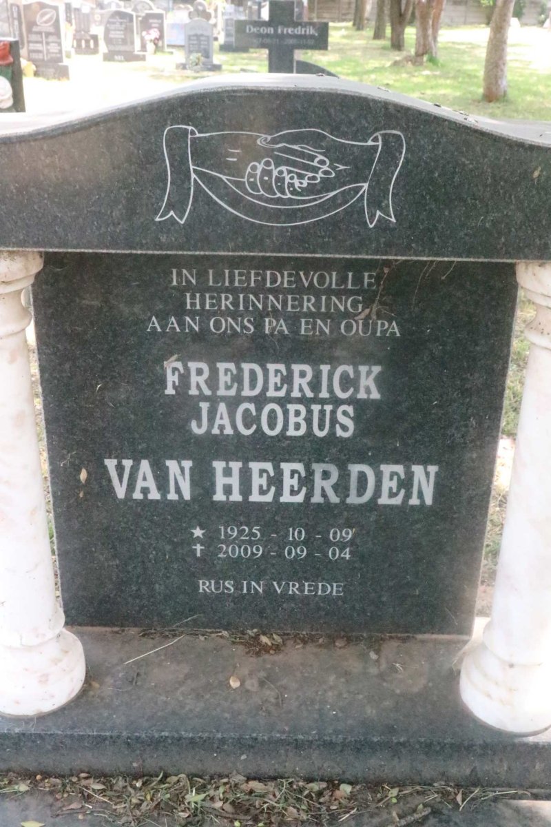 HEERDEN Frederick Jacobus, van 1925-2009