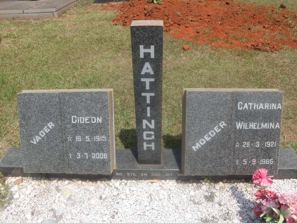 HATTINGH Gideon 1915-2006 &amp; Catharina Wilhelmina 1921-1986