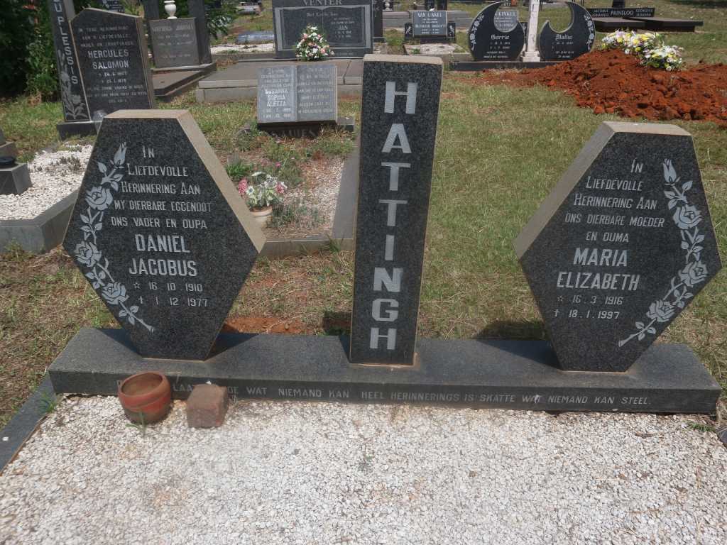 HATTINGH Daniel Jacobus 1910-1977 &amp; Maria Elizabeth 1916-1997