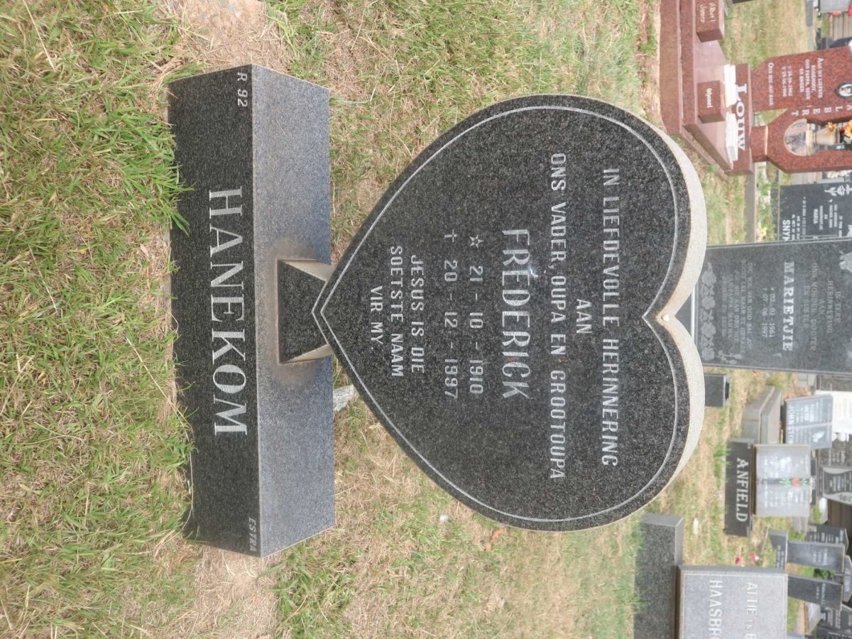 HANEKOM Frederick 1910-1997