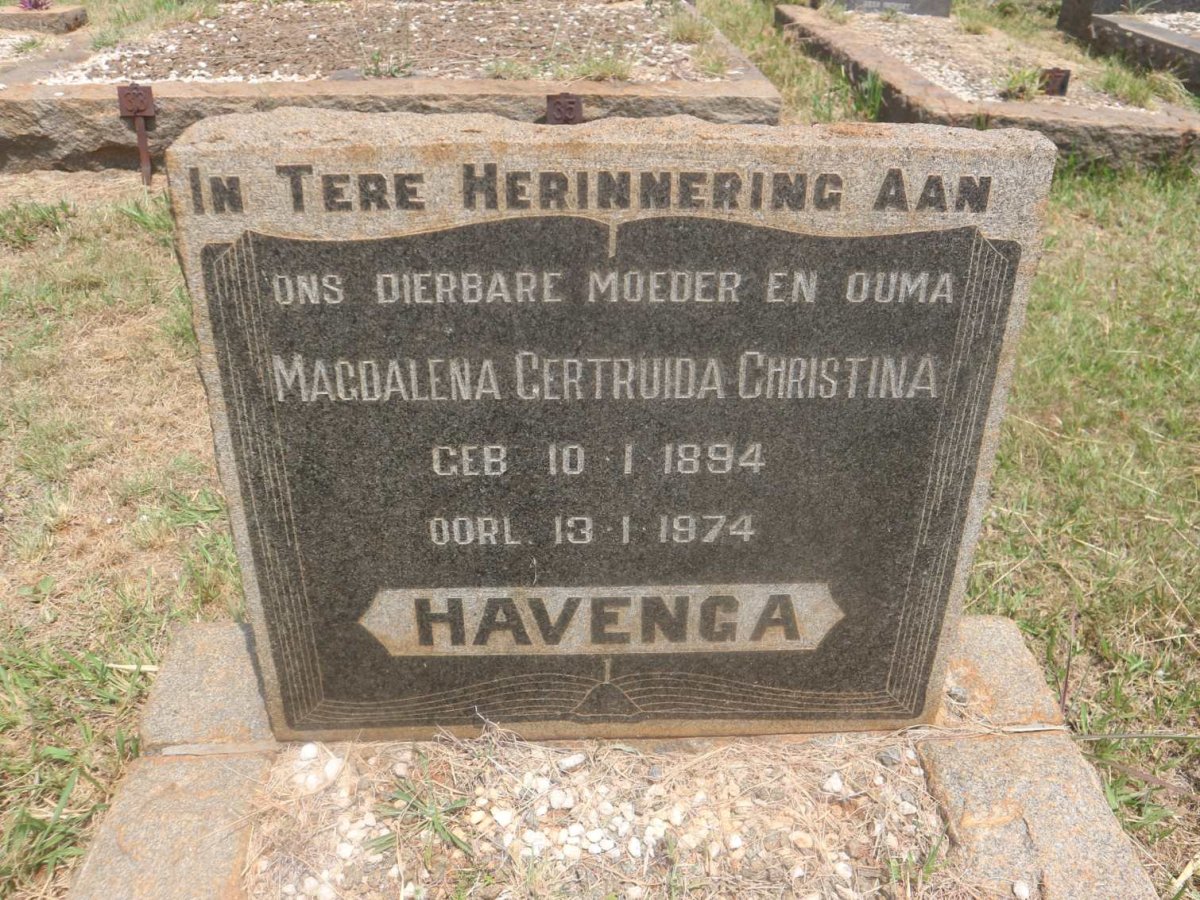 HAVENGA Magdalena Gertruida Christina 1894-1974