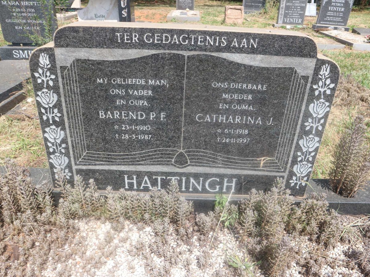 HATTINGH Barend P.F. 1910-1987 &amp; Catharina J. 1918-1997