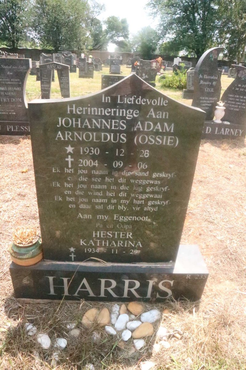 HARRIS Johannes Adam Arnoldus 1930-2004 &amp; Hester Katharina 1934-