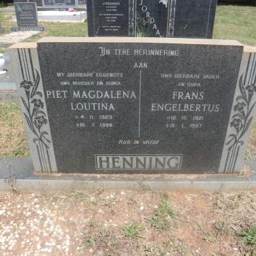 HENNING Frans Engelbertus 1921-1987 &amp; Piet Magdalena Loutina 1923-1986
