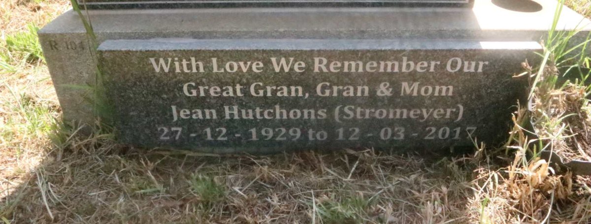 HUTCHONS Jean nee STROMEYER 1929-2017