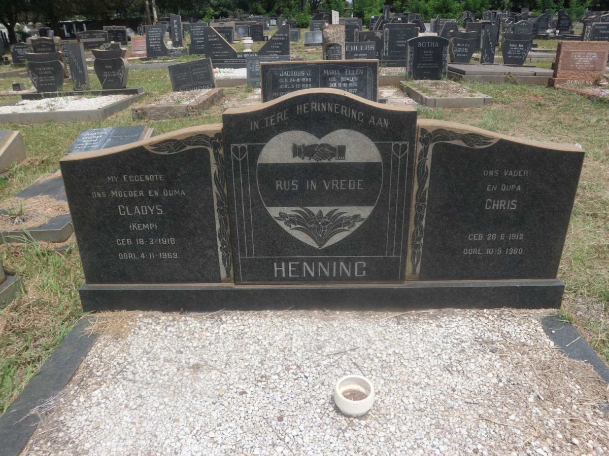 HENNING Chris 1912-1980 &amp; Gladys KEMP 1918-1969
