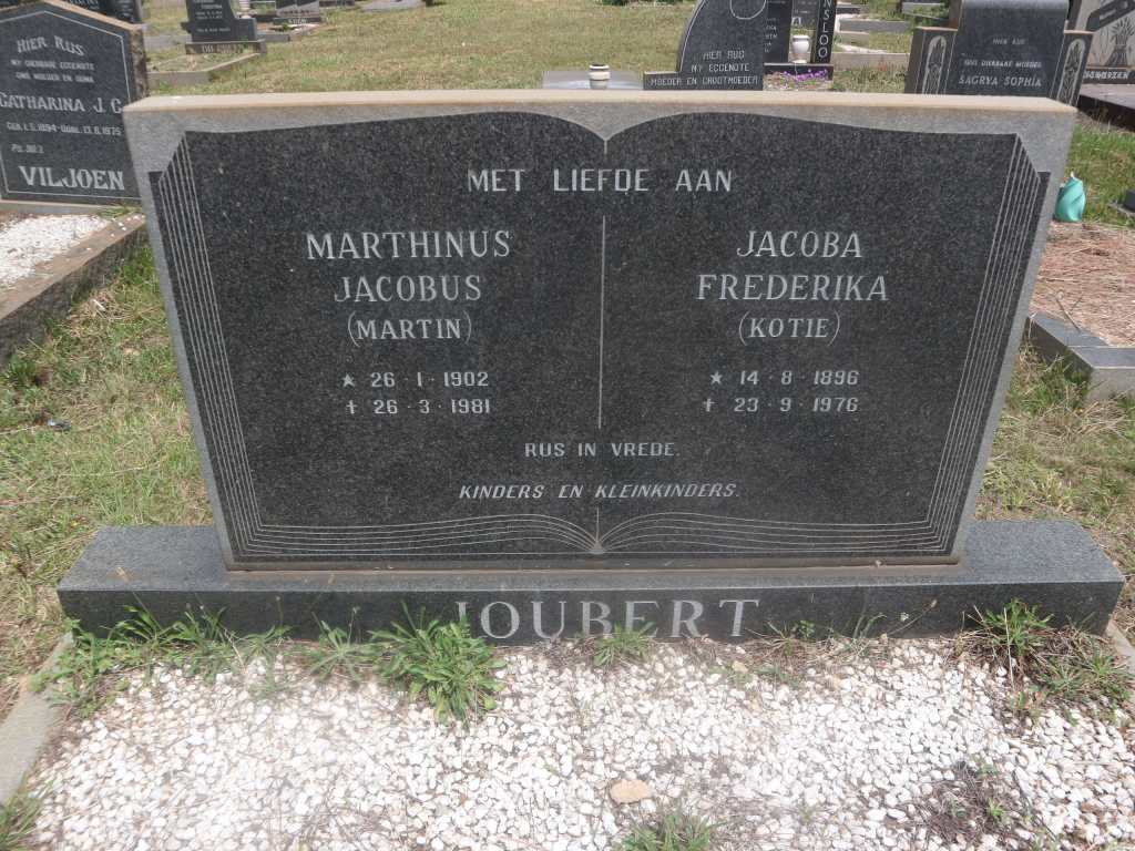 JOUBERT Marthinus Jacobus 1902-1981 &amp; Jacoba Frederika 1896-1976