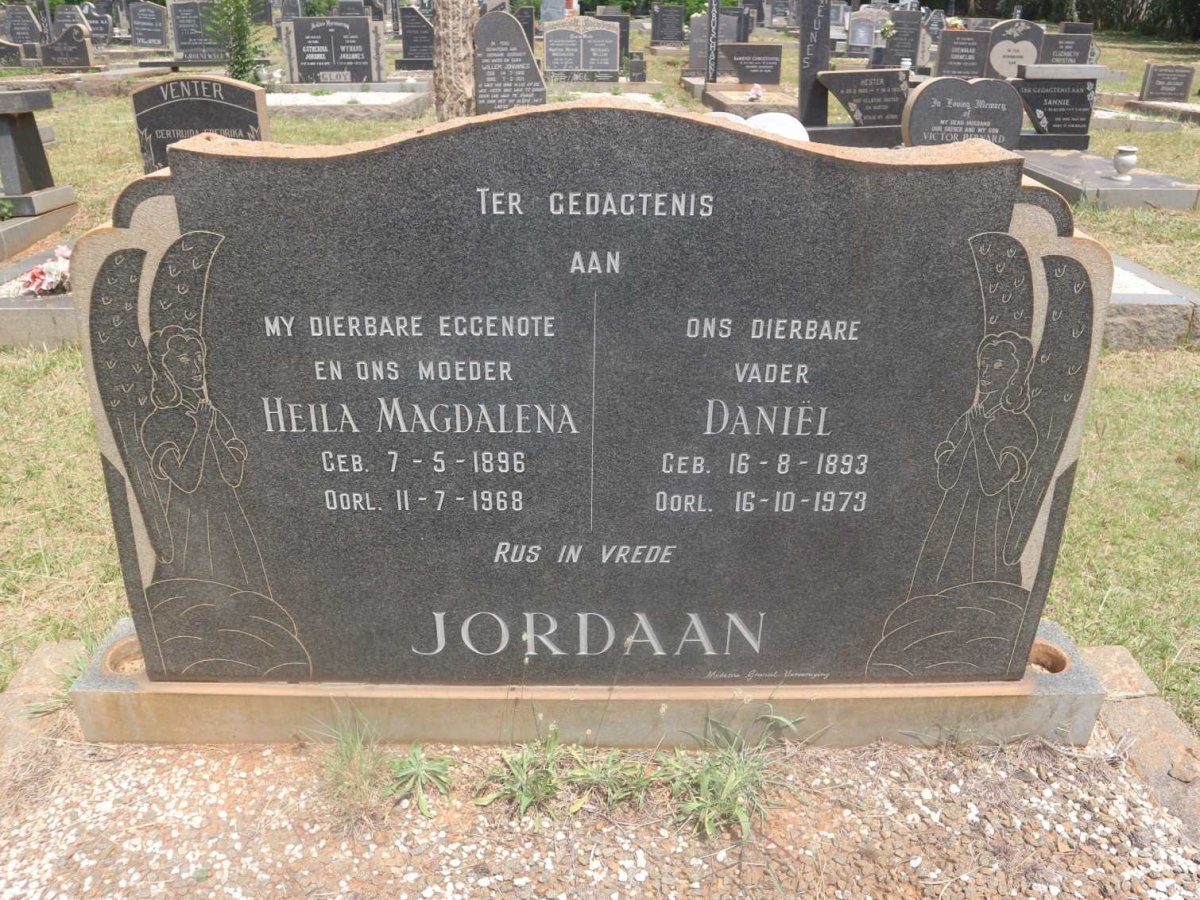 JORDAAN Daniël 1893-1973 &amp; Heila Magdalena 1896-1968