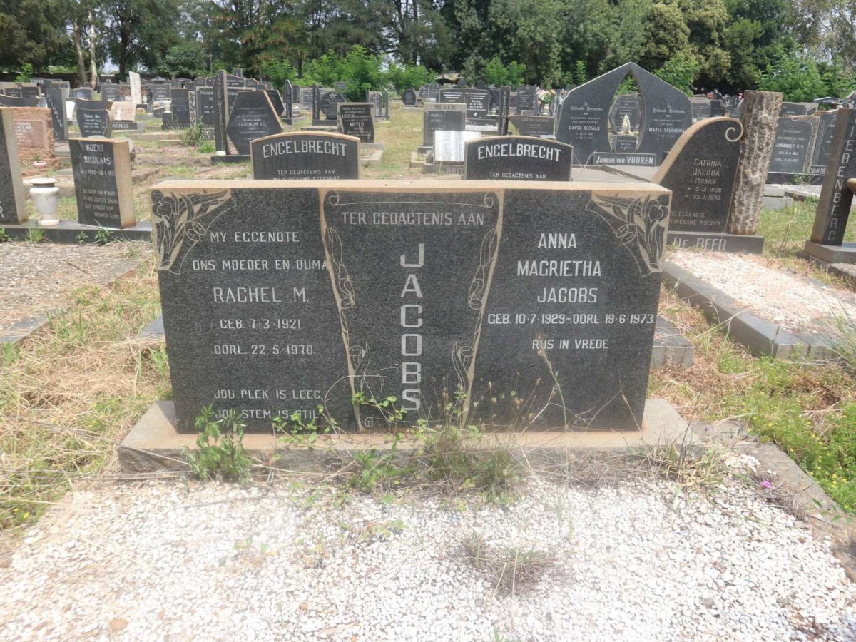 JACOBS Rachel M. 1921-1970 :: JACOBS Anna Magrietha 1929-1973