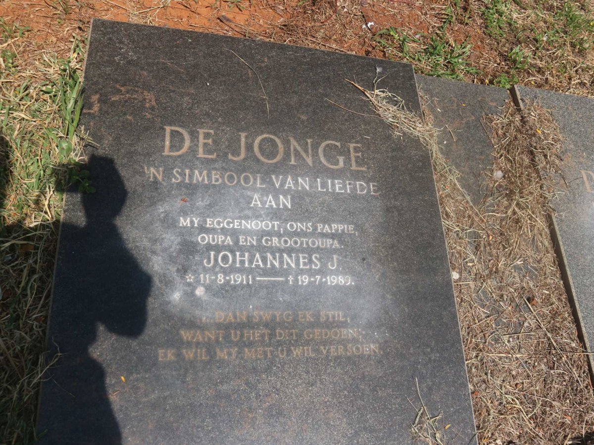 JONGE Johannes J., de 1911-1989