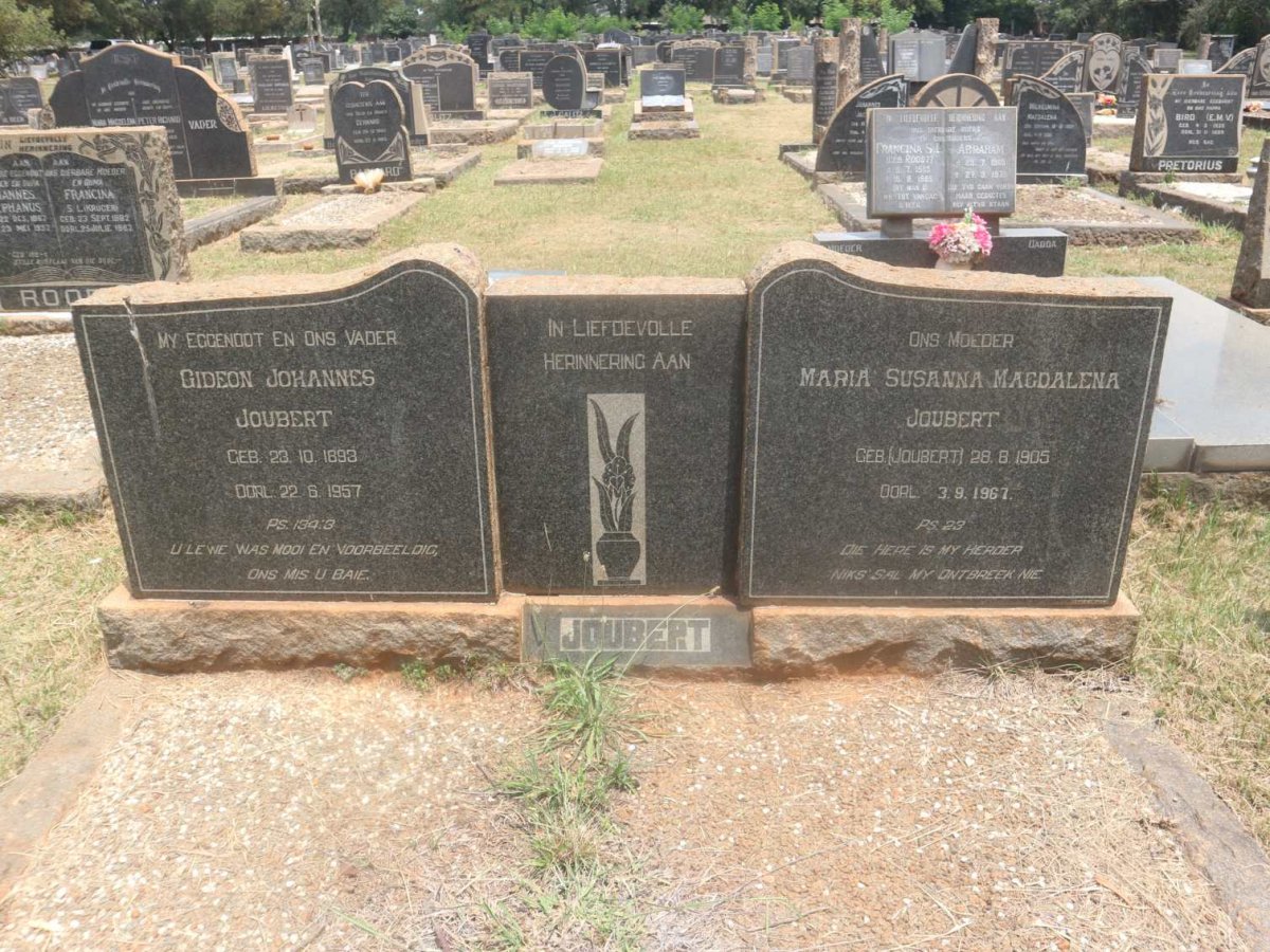 JOUBERT Gideon Johannes 1893-1957 &amp; Maria Susanna Magdalena JOUBERT 1905-1967