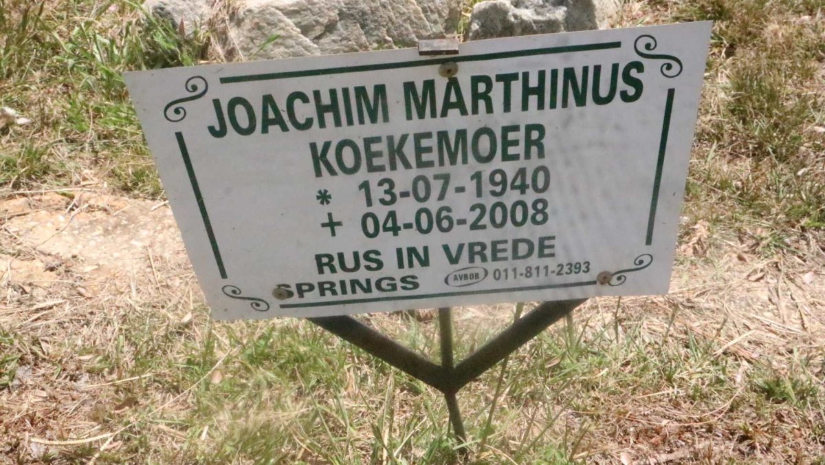 KOEKEMOER Joachim Marthinus 1940-2008