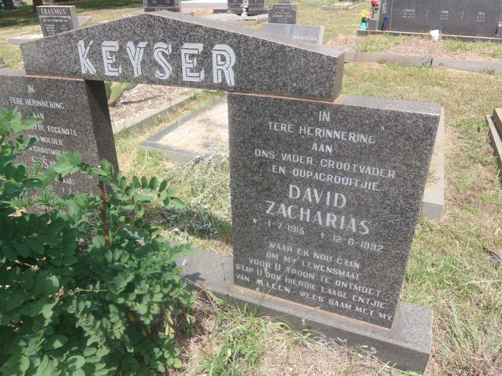 KEYSER David Zacharias 1915-1992 &amp; Susanna PIENAAR 1922-1979