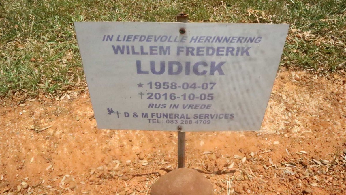 LUDICK Willem Frederik 1958-2016
