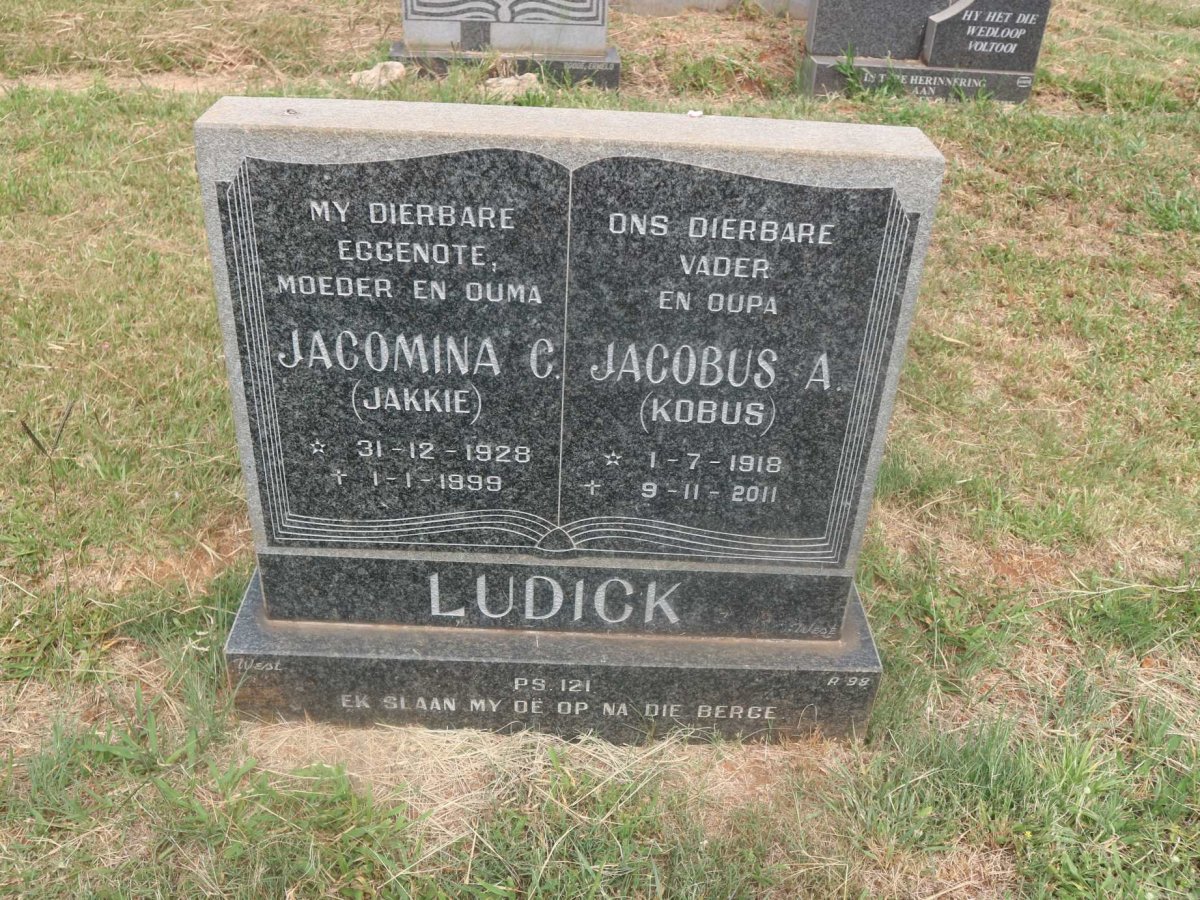 LUDICK Jacobus A. 1918-2011 &amp; Jacomina C. 1928-1999