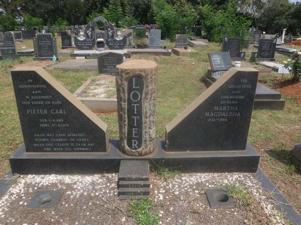 LOTTER Pieter Carl 1919-1975 &amp; Martha Magdalena 1922-1984