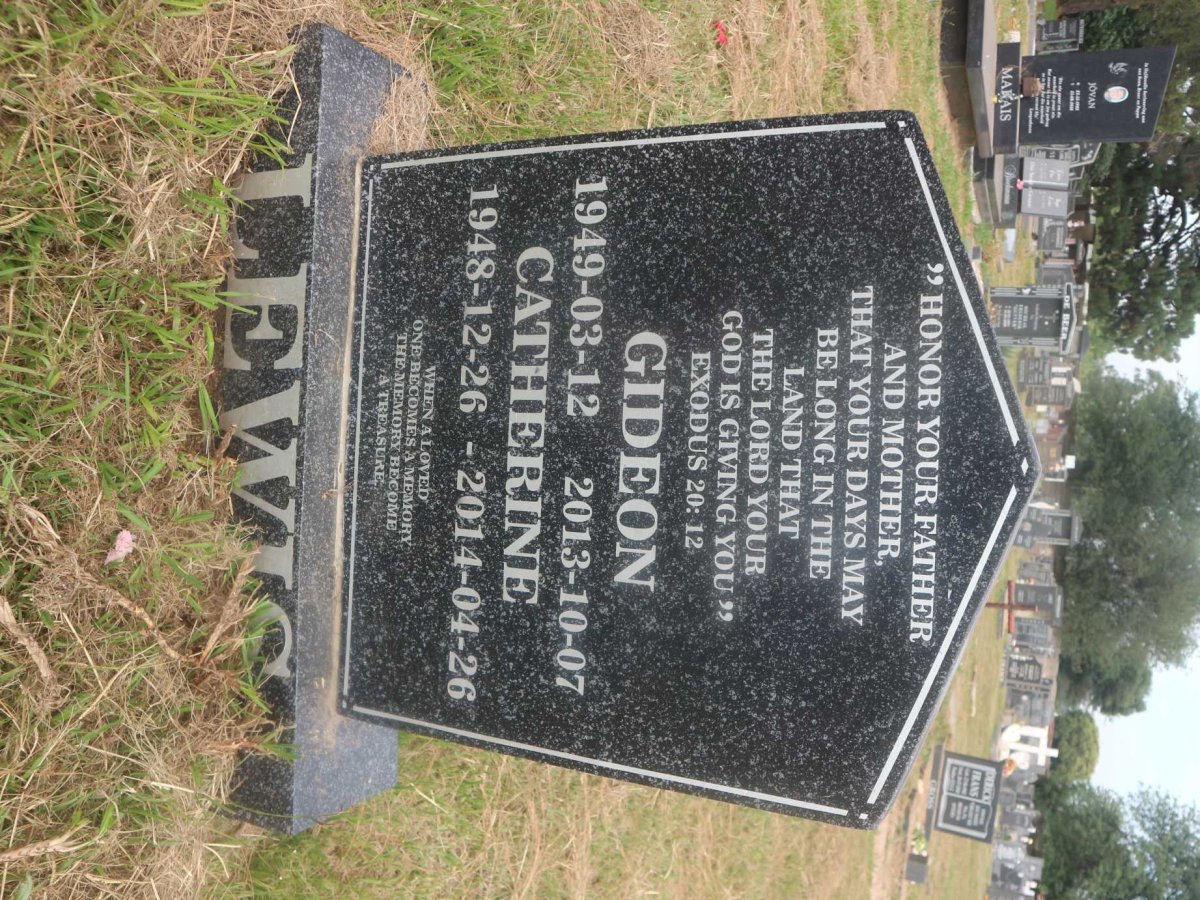 LEWIS Gideon 1949-2013 &amp; Catherine 1948-2014