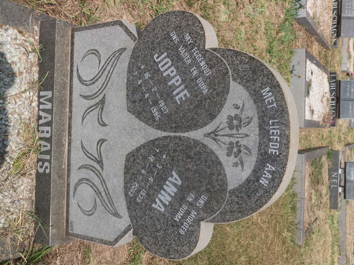 MARAIS Joppie 1927-1995 &amp; Anna 1933-2003