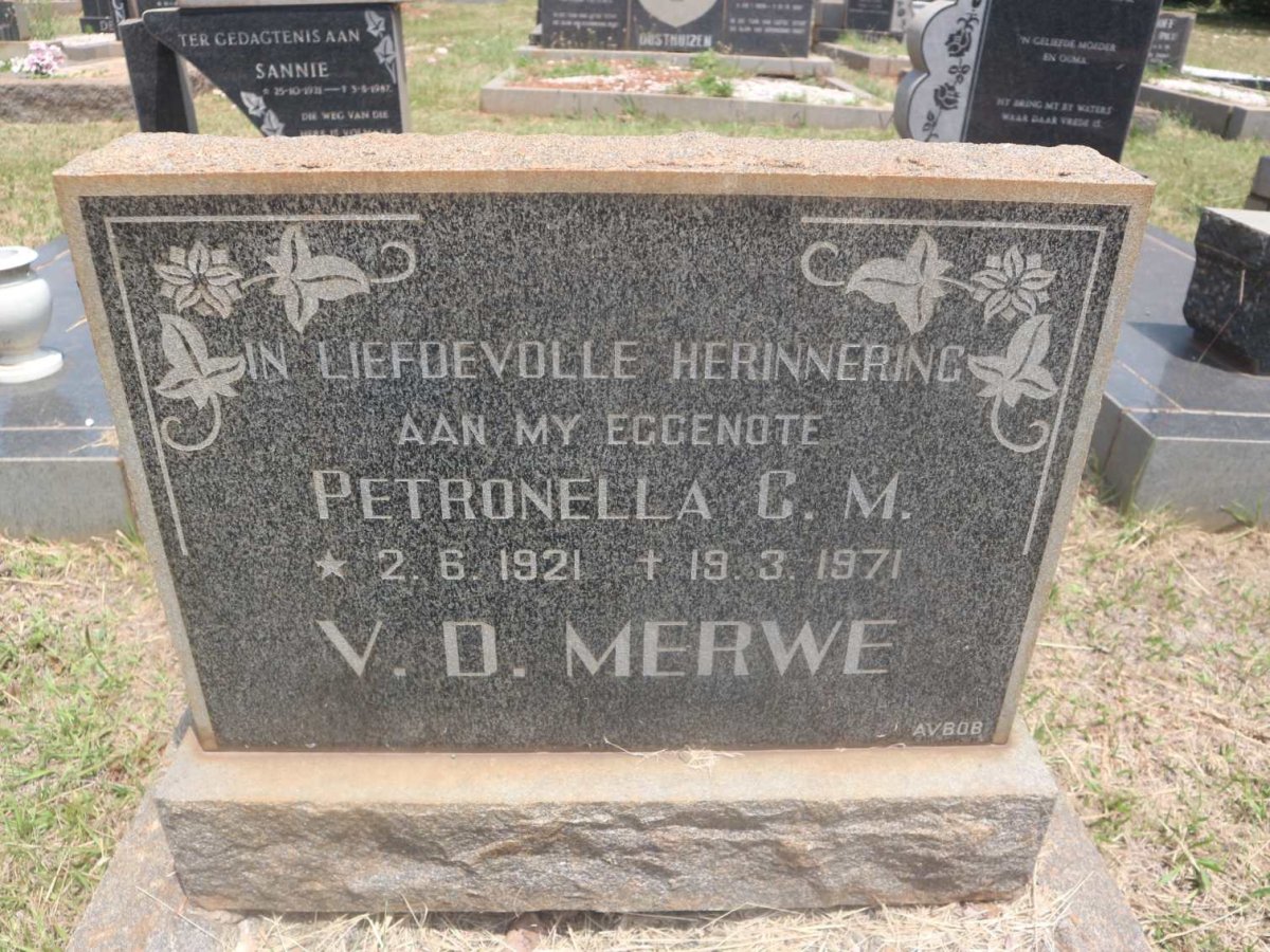 MERWE Petronella C.M., v.d. 1921-1971