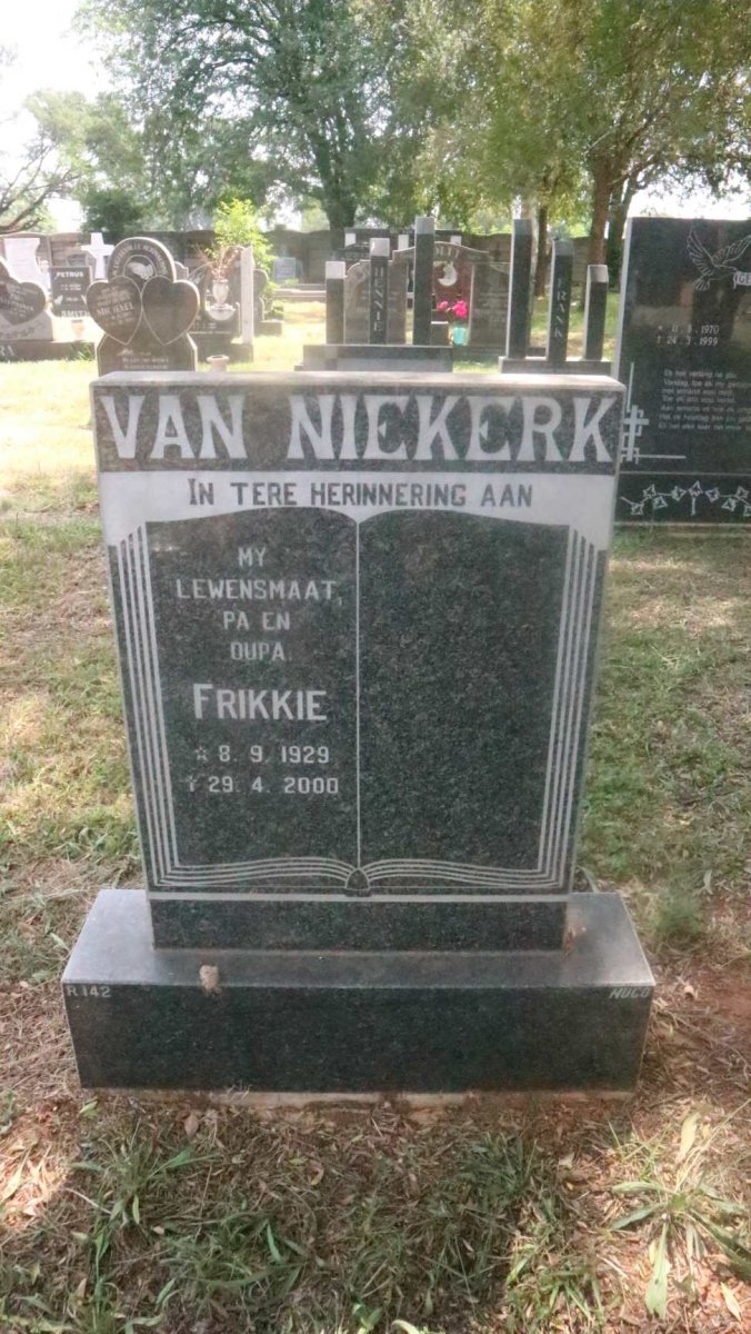 NIEKERK Frikkie, van 1929-2000