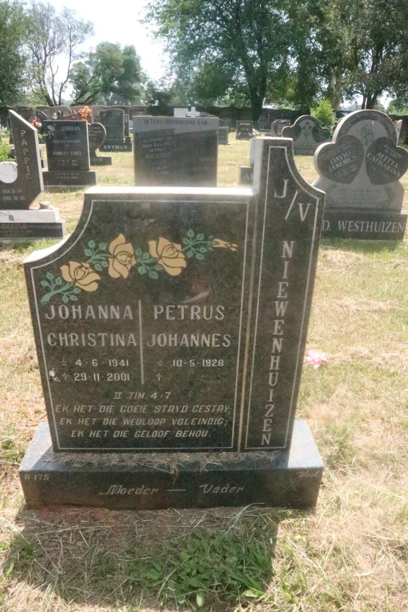 NIEWENHUIZEN Petrus Johannes, J/V 1928- &amp; Johanna Christina 1941-2001
