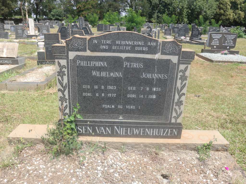 NIEUWENHUIZEN Petrus Johannes, Jansen van 1895-1981 &amp; Philliphina Willhelmina 1903-1972