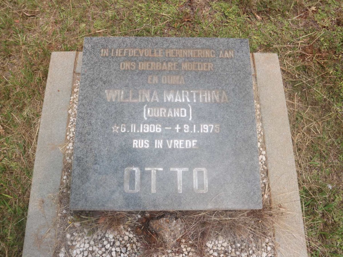 OTTO Willina Marthina nee DURAND 1906-1975
