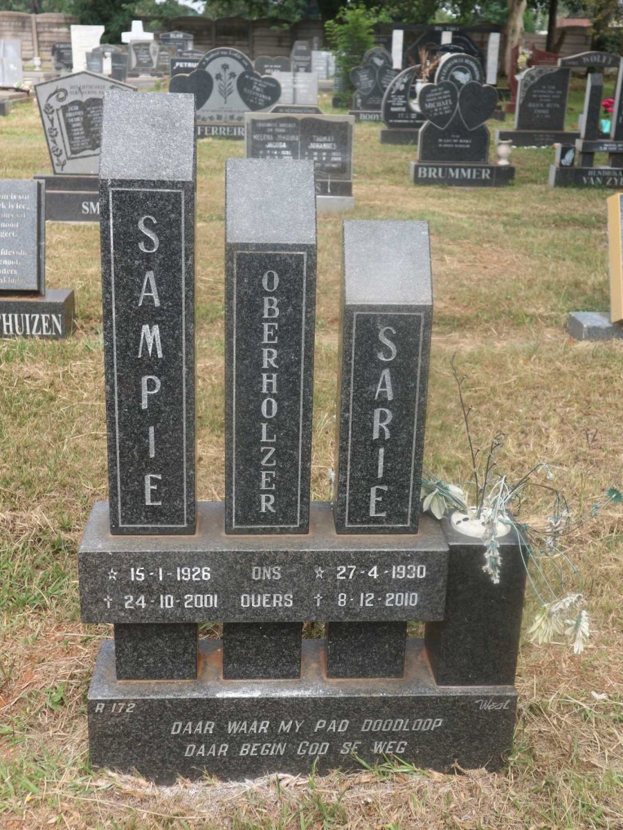 OBERHOLZER Sampie 1926-2001 &amp; Sarie 1930-2010