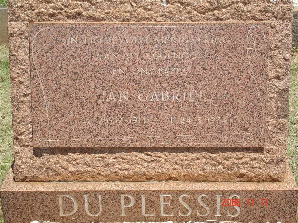 PLESSIS Jan Gabriel, du 1911-1974